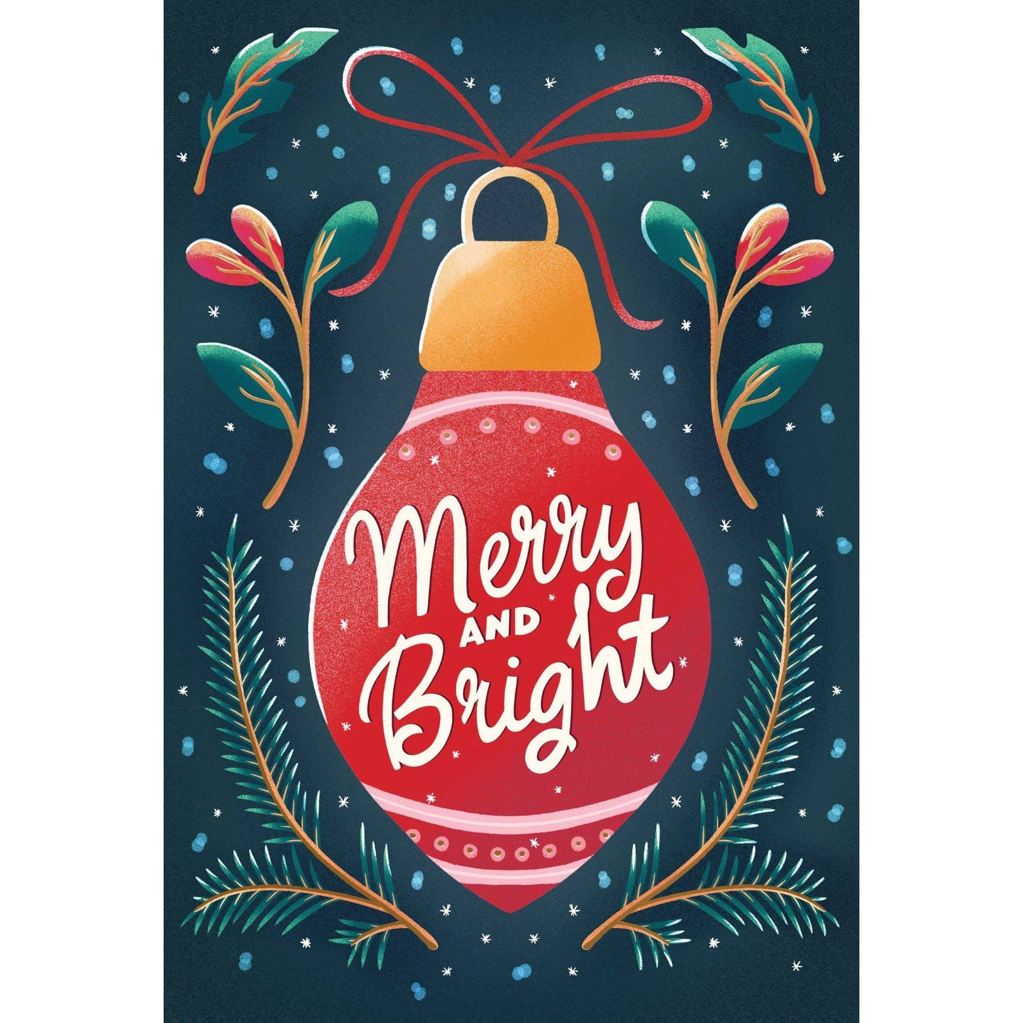 Pictura Merry & Bright Christmas ornament card featuring festive holiday design with colorful ornaments and seasonal motifs.
